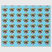 Blaues Mops Geschenkpapier (Flach)