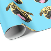 Blaues Mops Geschenkpapier (Rolleneckpunkt)