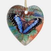 Blaues Morpho Aquarell Keramik Ornament (Rechts)