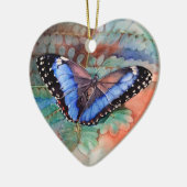 Blaues Morpho Aquarell Keramik Ornament (Links)