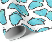 Blaues Morpho Schmetterlings-Muster Geschenkpapier (Rolleneckpunkt)