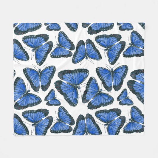 Blaues Morpho-Schmetterlingsmuster Design Fleece b (Vorderseite (Horizontal))