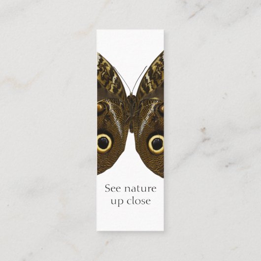 Blaues Morphon-Schmetterling-Lesezeichen Mini Visitenkarte (Rückseite)