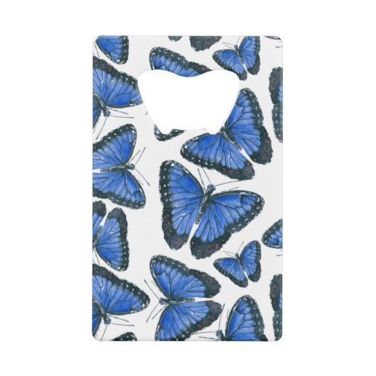 Blaues Morphon-Schmetterling-Muster Geldbeutel Flaschenöffner (Vorderseite)