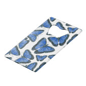 Blaues Morphon-Schmetterling-Muster Geldbeutel Flaschenöffner (Vorderseite Schrägansicht)