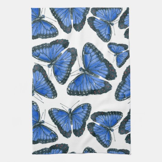 Blaues Morphon-Schmetterling-Muster Geschirrtuch (Vertikal)