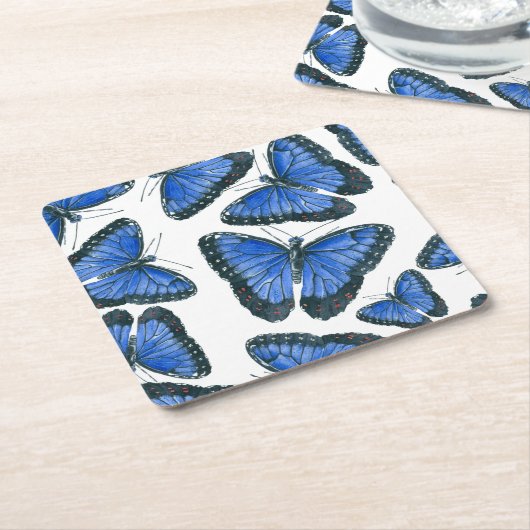 Blaues Morphon-Schmetterling-Muster Rechteckiger Pappuntersetzer (angewinkelt)