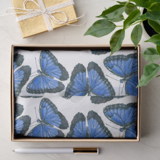 Blaues Morphon-Schmetterling-Muster Seidenpapier (Geschenk)