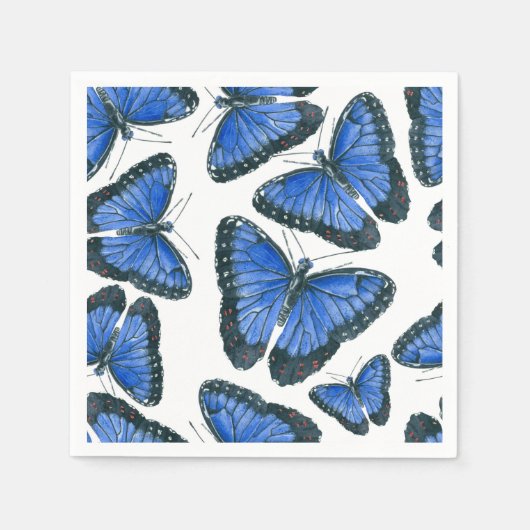 Blaues Morphon-Schmetterling-Muster Serviette (Vorderseite)
