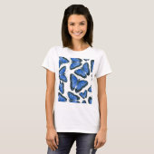 Blaues Morphon-Schmetterling-Muster T-Shirt (Vorne ganz)