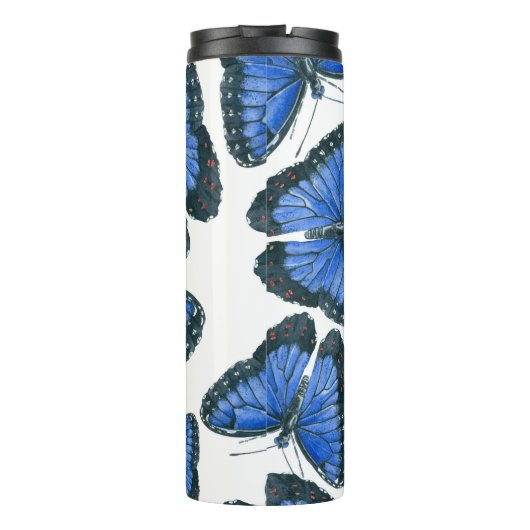 Blaues Morphon-Schmetterling-Muster Thermosbecher (Rückseite)