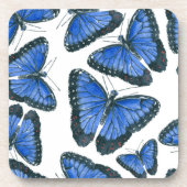 Blaues Morphon-Schmetterling-Muster Untersetzer (Vorderseite)