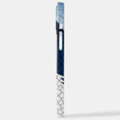 Blaues Mosaik-Fuchs Große geometrische Musterung iPhone Hülle (Linke Seite)