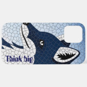 Blaues Mosaik-Fuchs Große geometrische Musterung iPhone Hülle (Hinten horizontal)