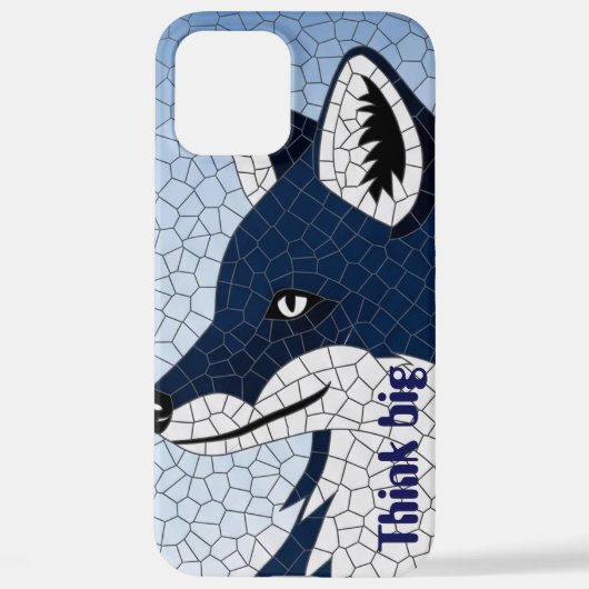 Blaues Mosaik-Fuchs Große geometrische Musterung iPhone Hülle (Rückseite)