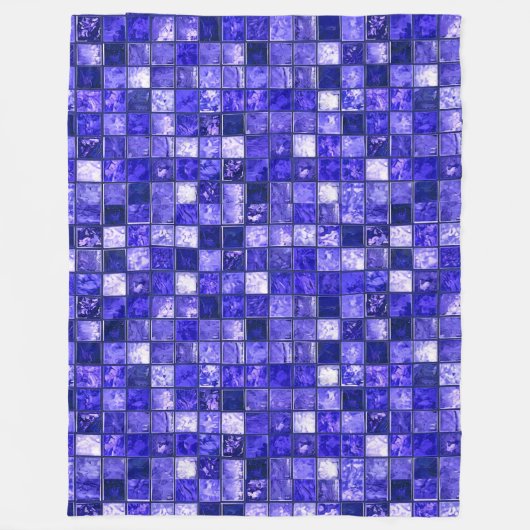Blaues Mosaikmuster Fleecedecke (Vorderseite)