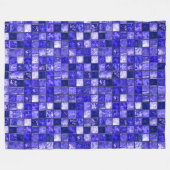 Blaues Mosaikmuster Fleecedecke (Vorderseite (Horizontal))