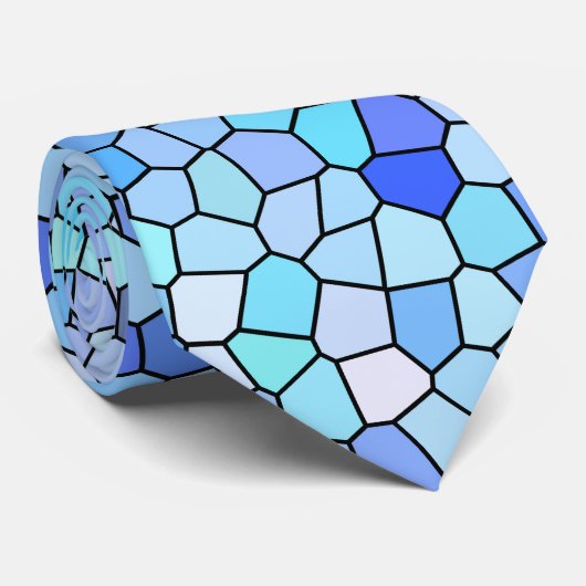 Blaues Mosaikmuster Krawatte (Gerollt)