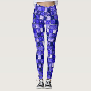 Blaues Mosaikmuster Leggings