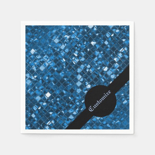 Blaues Mosaikmuster Napkins Serviette (Vorderseite)