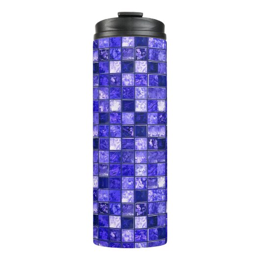 Blaues Mosaikmuster Thermosbecher (Vorderseite)