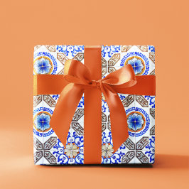 Blaues Mosaikpapier Geschenkpapier