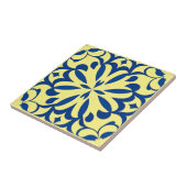 Blaues Motiv auf gelbem Hintergrund Fliese (Seite)