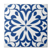 Blaues Motiv auf weißem Hintergrund Fliese (Vorderseite)