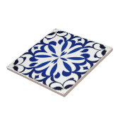 Blaues Motiv auf weißem Hintergrund Fliese (Seite)