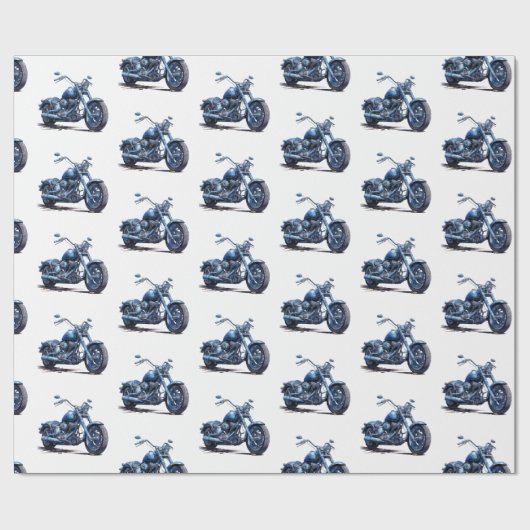 Blaues Motorrad Geburtstag Geschenkpapier (Flach)