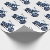 Blaues Motorrad Geburtstag Geschenkpapier (Ecke)