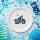 Blaues Motorrad Geburtstag Pappteller (Party)