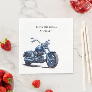 Blaues Motorrad Geburtstag Serviette