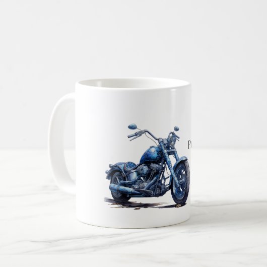 Blaues Motorrad Kaffeetasse (Vorderseite Links)