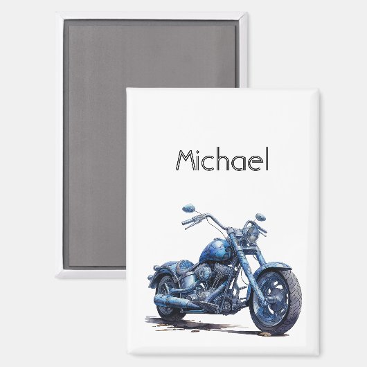 Blaues Motorrad Magnet (Vorderseite/Rückseite)