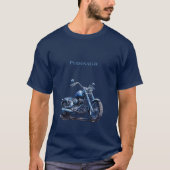 Blaues Motorrad Personalisiert T-Shirt (Vorderseite)