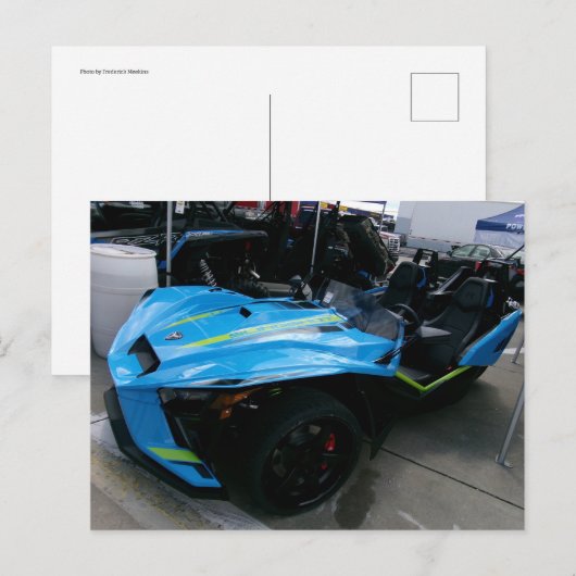 Blaues Motorrad Postkarte (Vorne/Hinten)