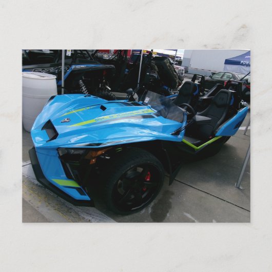 Blaues Motorrad Postkarte (Vorderseite)