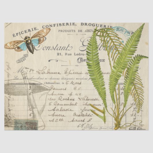 Blaues Motten-Apotheker Decoupage Gewebe Seidenpapier (Vorderseite)