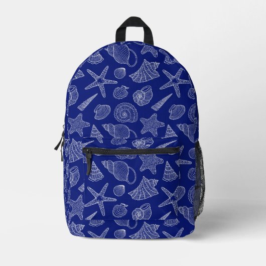 Blaues Muschel-Muster Bedruckter Rucksack (Vorderseite)
