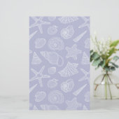 Blaues Muschel-Muster Briefpapier (Stehend Vorderseite)