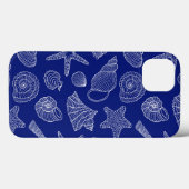 Blaues Muschel-Muster Case-Mate iPhone Hülle (Rückseite (Horizontal))