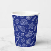 Blaues Muschel-Muster Pappbecher (Links)