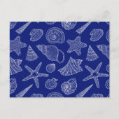 Blaues Muschel-Muster Postkarte (Vorderseite)