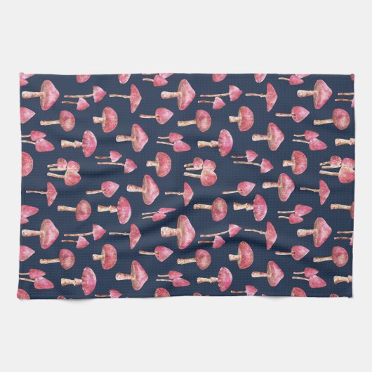 Blaues Mushroom-Wasserfarbmuster Geschirrtuch (Horizontal)