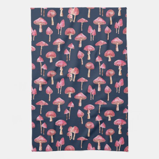 Blaues Mushroom-Wasserfarbmuster Geschirrtuch (Vertikal)