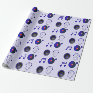 Blaues musikalisches Dekormuster Geschenkpapier