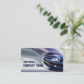 Blaues Mustang-Auto in der strahlenden Motion Card Visitenkarte (Stehend Vorderseite)