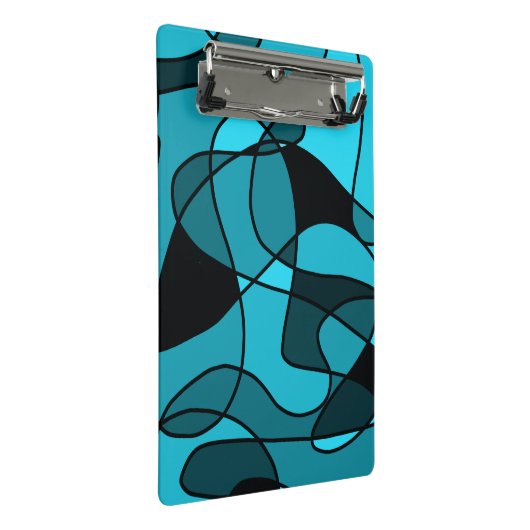 blaues Muster 3 Ringblende Mini Klemmbrett (Schrägansicht)