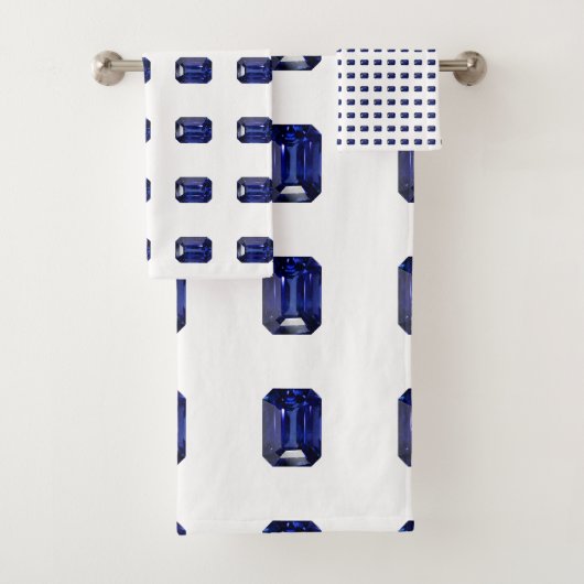 Blaues Muster Badhandtuch Set (Insitu)